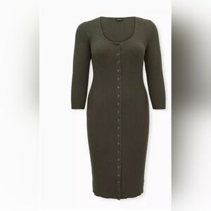Torrid Ribbed Midi Bodycon Button Front Dress Sz 2 (18/20)